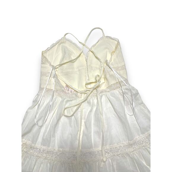 Audrey Parks for Francesca's Ivory Lace Trim Boho Mini Dress Small - Picture 8 of 9